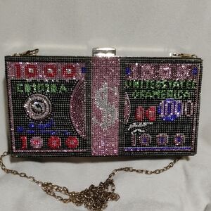 Embellished Pink and Black Clutch